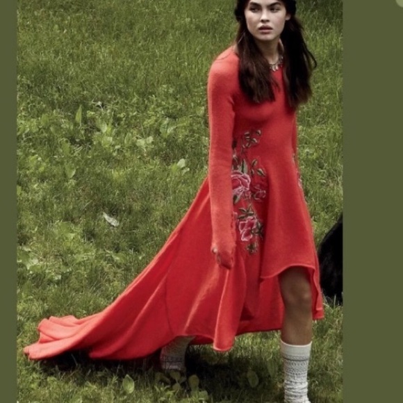 Rare WILDFOX Free People Sweater Dress Limited Edition Red Maxi Gown Statement - Picture 6 of 17